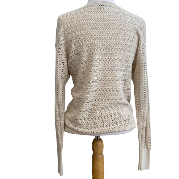 Reitmans Crochet Knit Neutral nude/Beige nude Pullover Sweater Womens size small - Picture 4 of 11